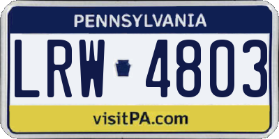 PA license plate LRW4803