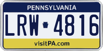 PA license plate LRW4816