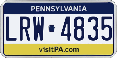 PA license plate LRW4835
