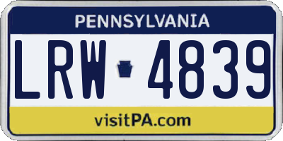 PA license plate LRW4839