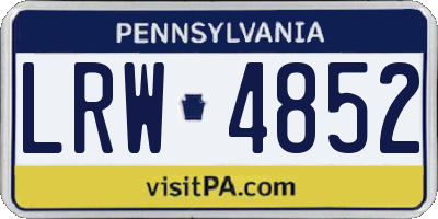 PA license plate LRW4852