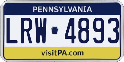 PA license plate LRW4893