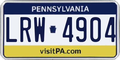 PA license plate LRW4904