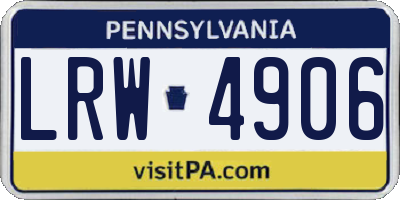 PA license plate LRW4906