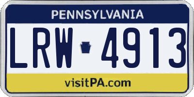 PA license plate LRW4913