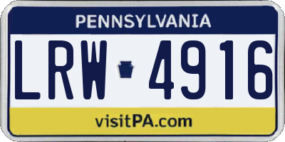 PA license plate LRW4916