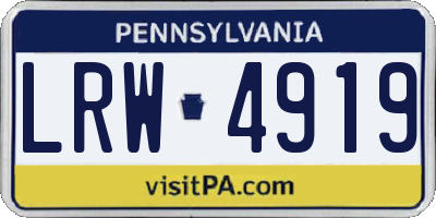 PA license plate LRW4919
