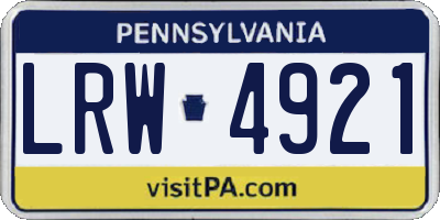 PA license plate LRW4921