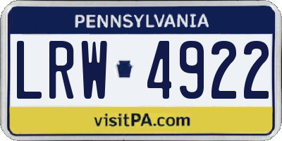 PA license plate LRW4922