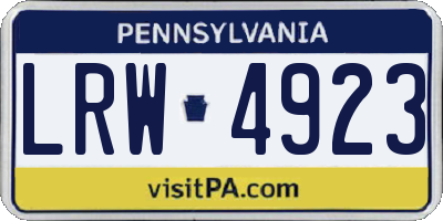 PA license plate LRW4923