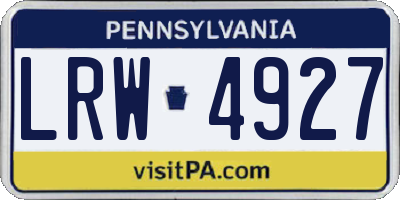 PA license plate LRW4927