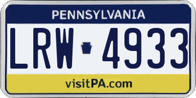 PA license plate LRW4933