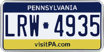 PA license plate LRW4935