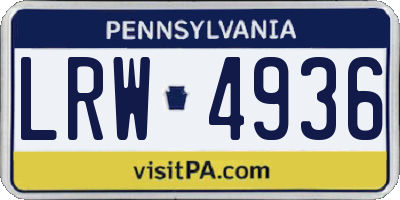 PA license plate LRW4936