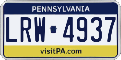 PA license plate LRW4937