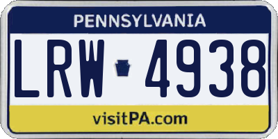 PA license plate LRW4938