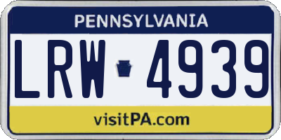 PA license plate LRW4939