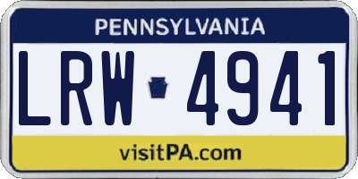 PA license plate LRW4941