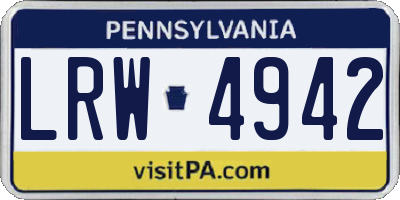 PA license plate LRW4942
