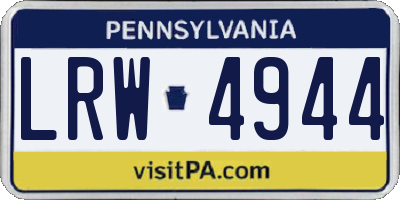 PA license plate LRW4944