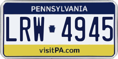 PA license plate LRW4945