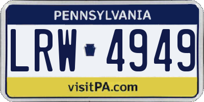 PA license plate LRW4949