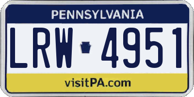 PA license plate LRW4951
