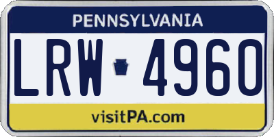 PA license plate LRW4960