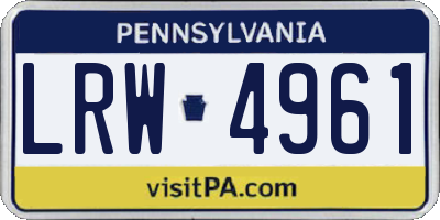 PA license plate LRW4961