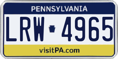 PA license plate LRW4965