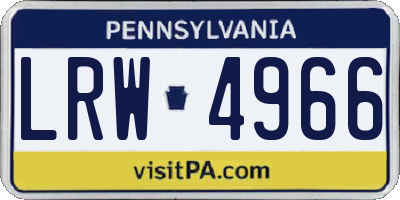 PA license plate LRW4966