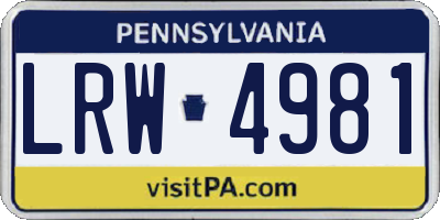 PA license plate LRW4981