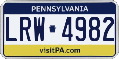 PA license plate LRW4982