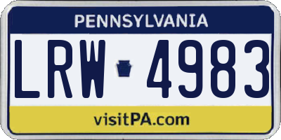 PA license plate LRW4983