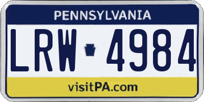 PA license plate LRW4984