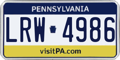 PA license plate LRW4986