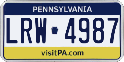 PA license plate LRW4987