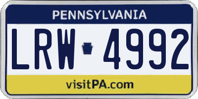 PA license plate LRW4992