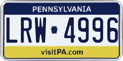 PA license plate LRW4996