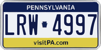 PA license plate LRW4997