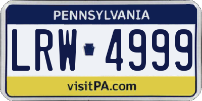 PA license plate LRW4999