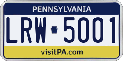 PA license plate LRW5001