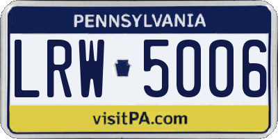 PA license plate LRW5006