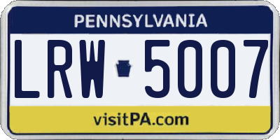 PA license plate LRW5007