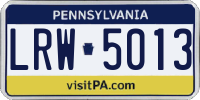 PA license plate LRW5013