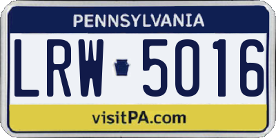 PA license plate LRW5016