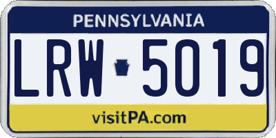 PA license plate LRW5019