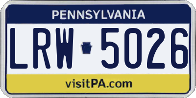 PA license plate LRW5026