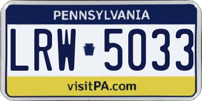 PA license plate LRW5033