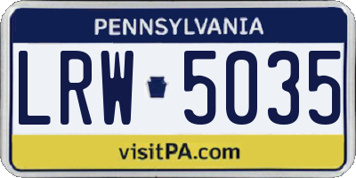 PA license plate LRW5035